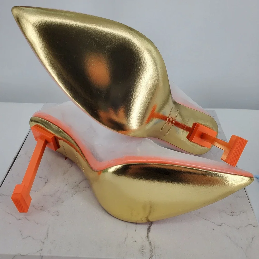 Jessica Rich So Fancy Clear Vinyl‎ Pointed Toe Heels Orange Womens Size 39=9